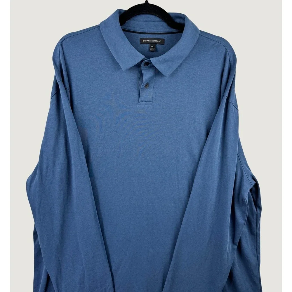 Banana Republic Polo Shirt Mens XXL Blue Long Sleeve Cotton Casual Preppy Soft